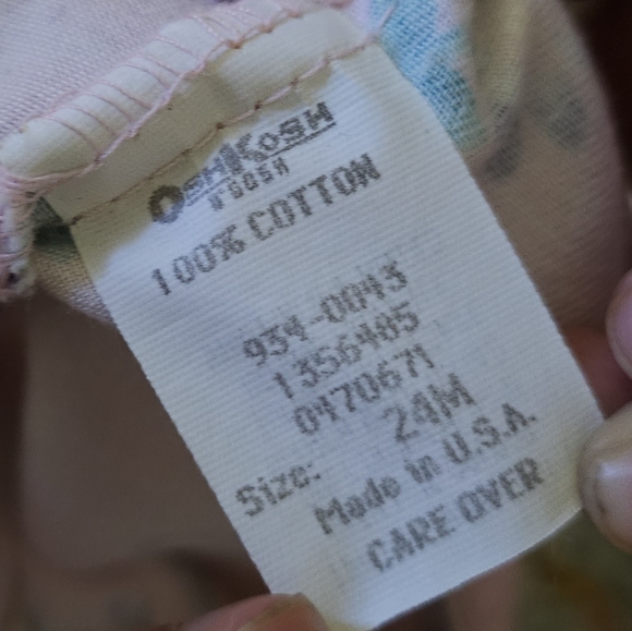 Vintage OshKosh B'Gosh Girls Flower Overall Dress Size 24m Made in USA - Picture 16 of 16